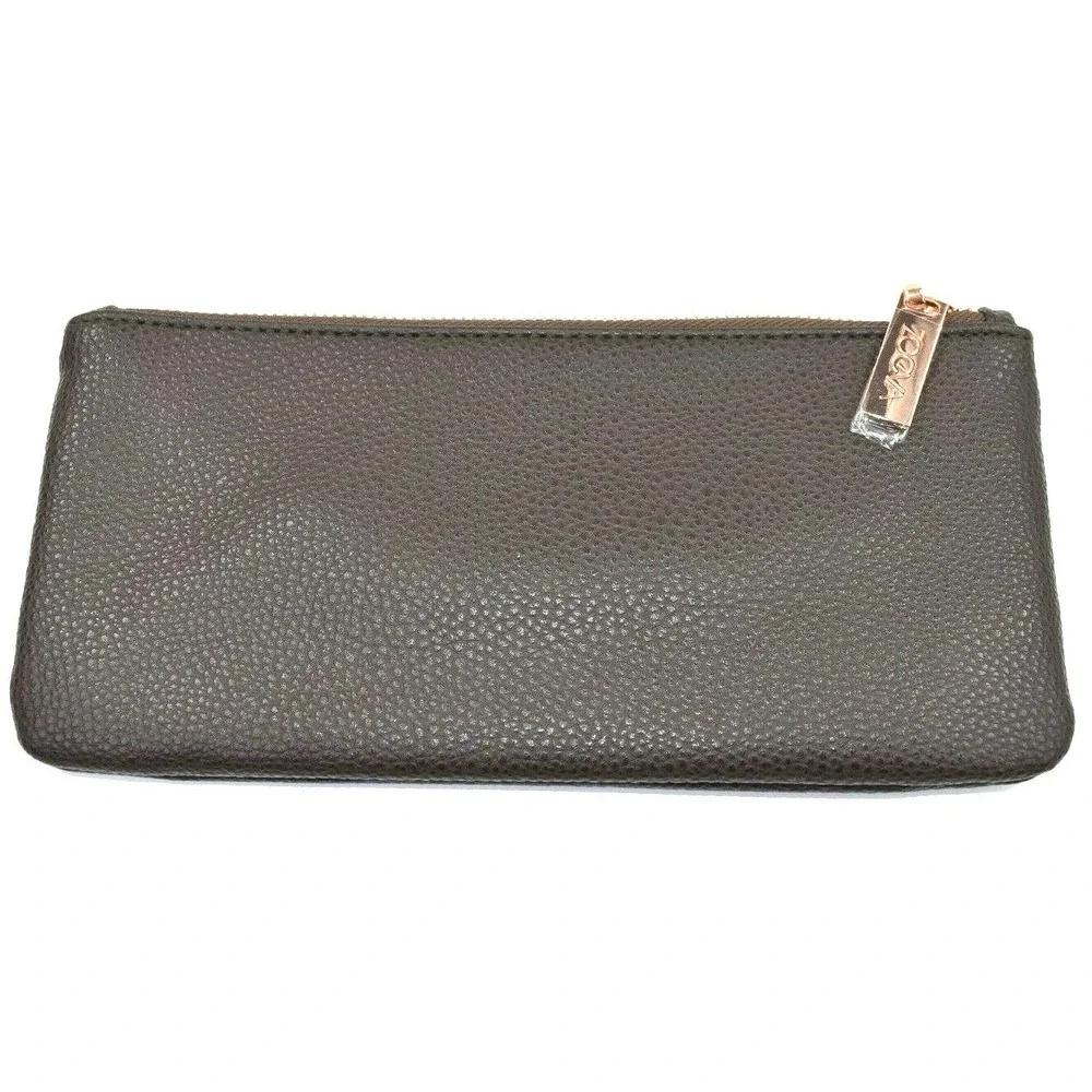 Zoeva Brown Rose Gold‎ Zipper Faux Leather Makeup Bag
